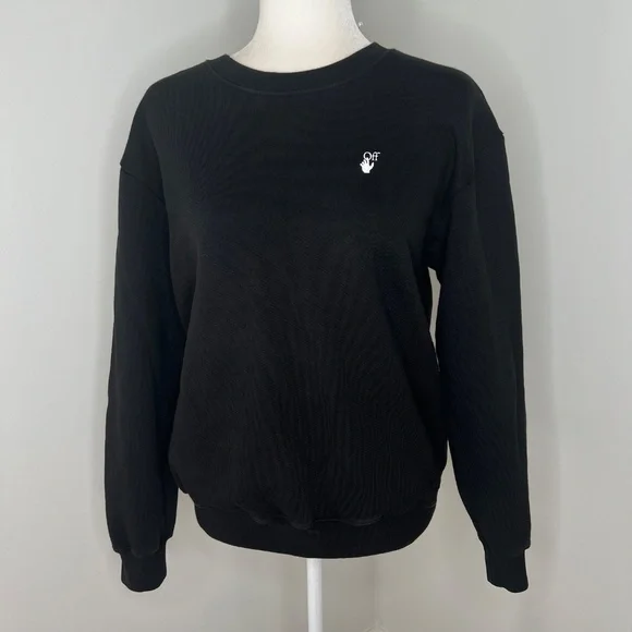 Off White Flock Arrow Black Crew Neck Sweater Sweatshirt S - Picture 3 of 12